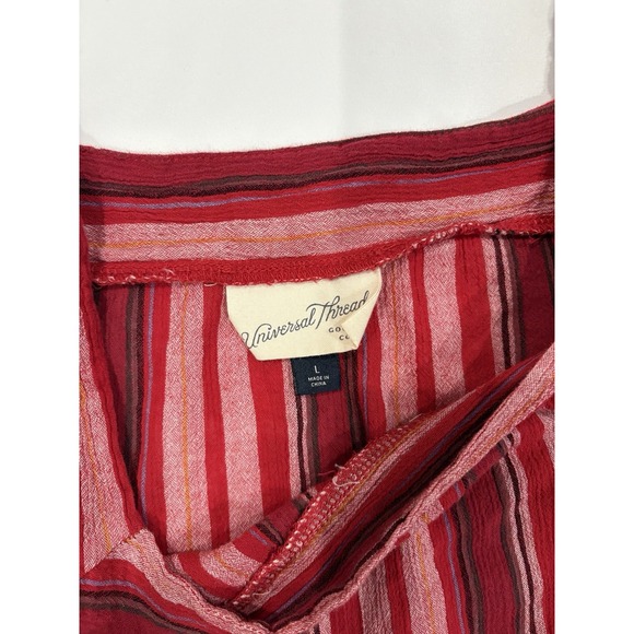 Universal Thread Women's Large Striped Short Sleeve Blouse Flowy For The Summer - Picture 2 of 4